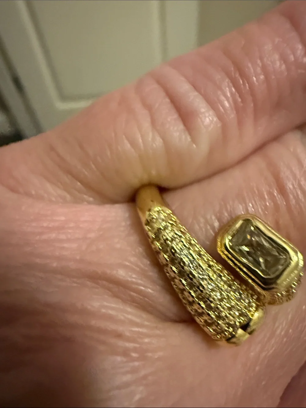 Gold Pavé Wrap Ring with Crystal Accents - Women's Fashion